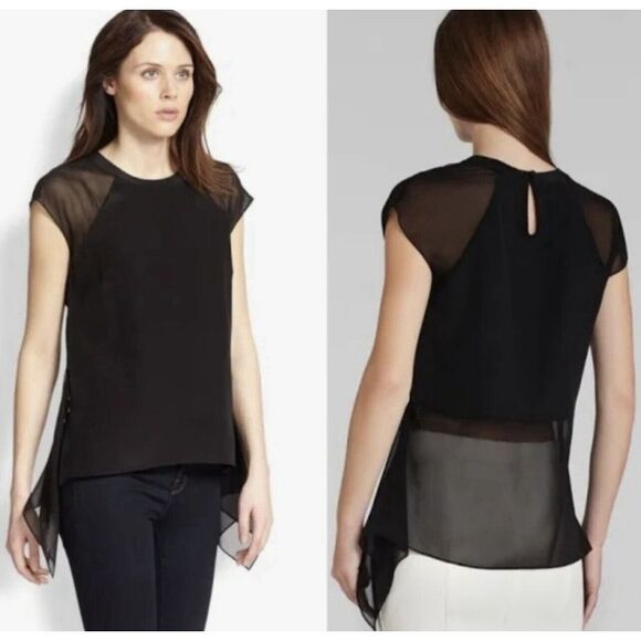 NWT BCBGMAXAZRIA "Sammie" Sleeveless Asymmetrical Silk Blouse Size Medium NWT - Picture 1 of 5